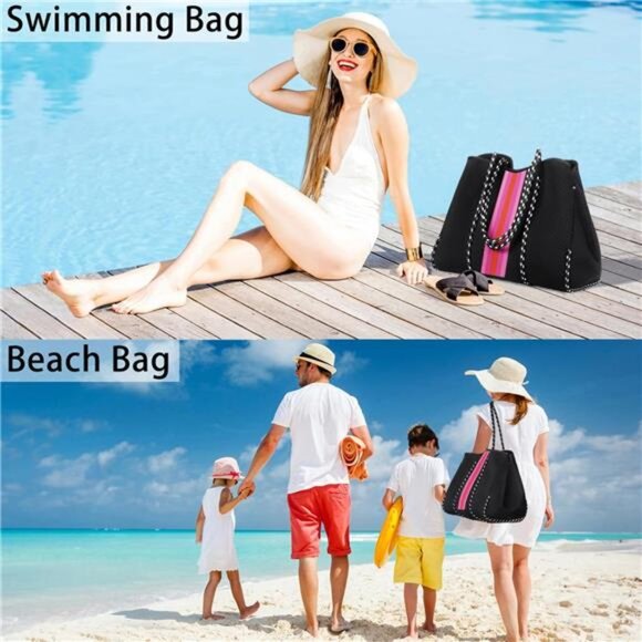 IBFUN Neoprene Bag, Large Multipurpose Beach Bag Neoprene Tote Bag with Inner - Picture 11 of 14